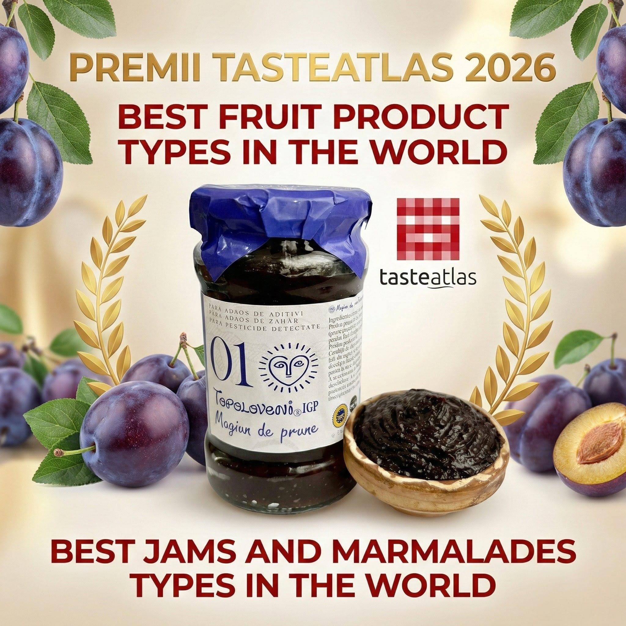 Topoloveni Plum Jam - No Added Sugar, 350g
