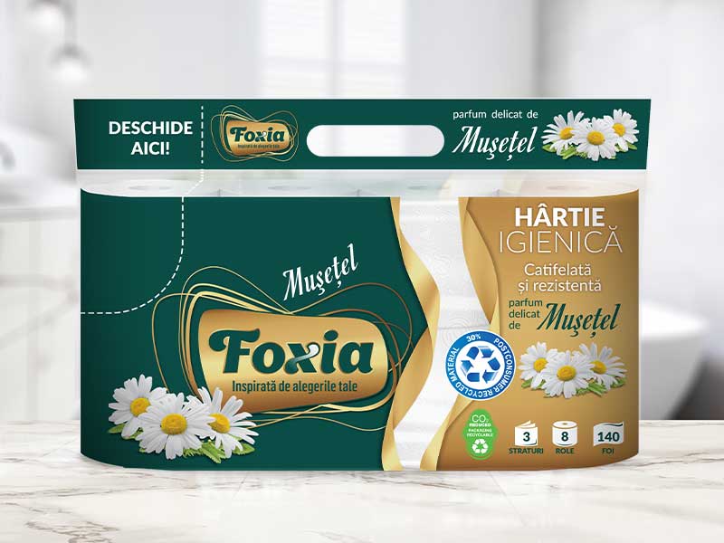 Foxia toilet paper – 3 layers – 8 rolls – chamomile