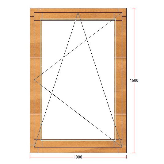 Nordic pine laminated wood window, 1 sash, width 1000 mm