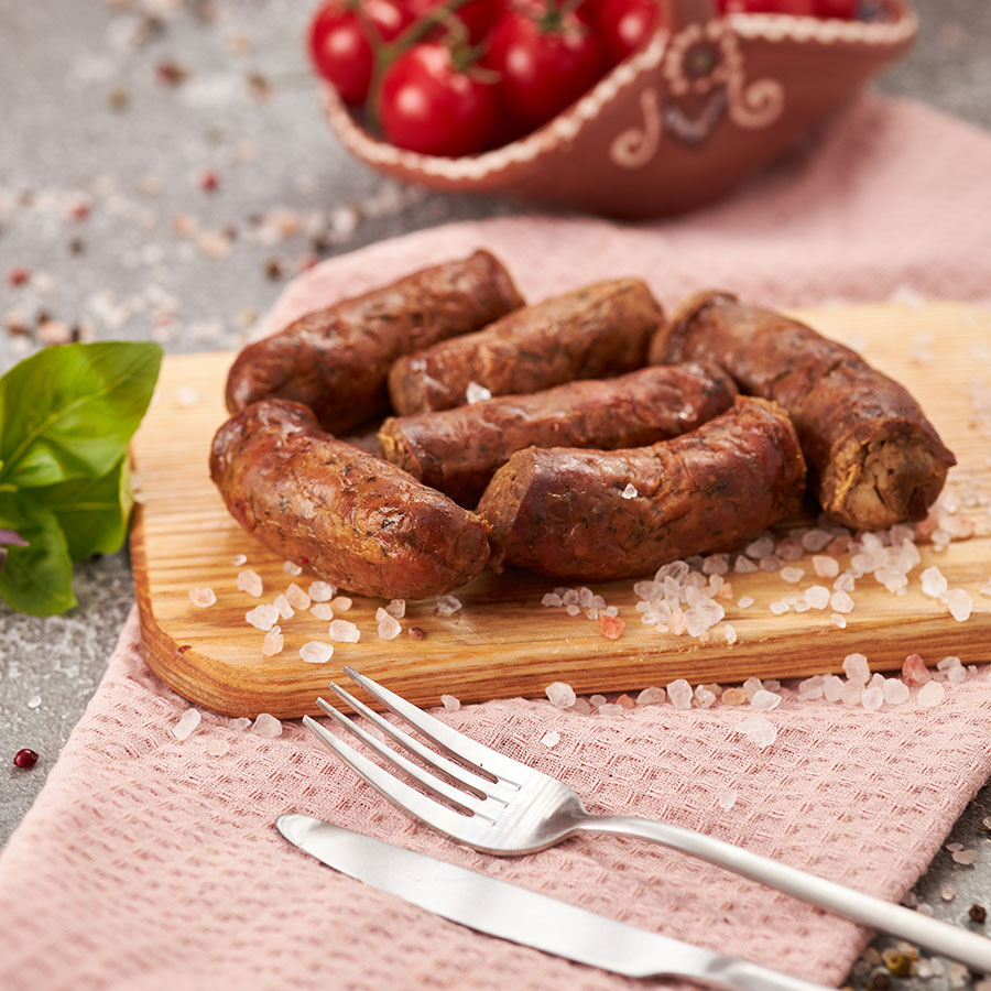Smoked Sausage Pieces for Garniță, vacuum-packed.