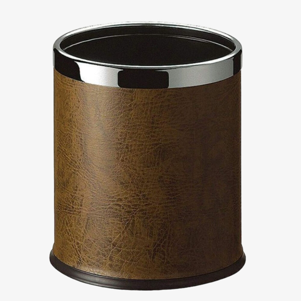 Best Room trash can for hotel rooms, 8 liters, leather finish, premium design, order today - perfect for hotels, offices, Airbnb, and home use