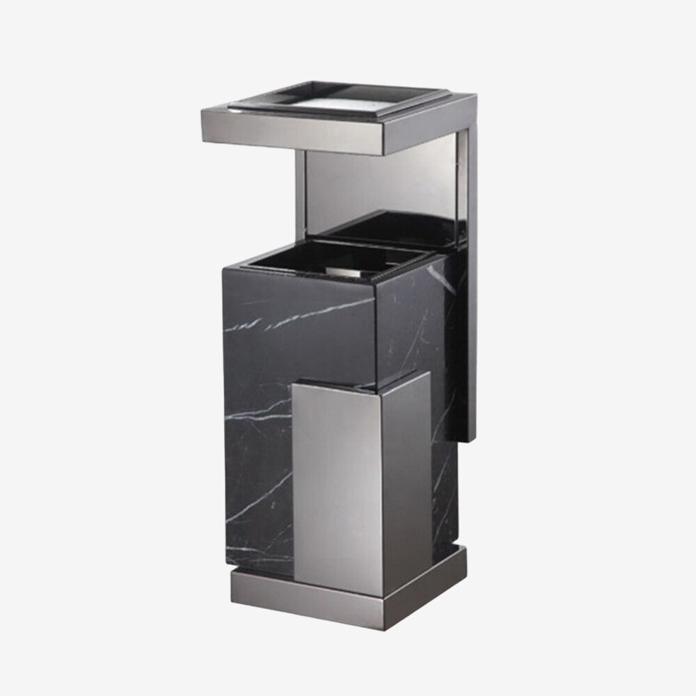 Hotel lobby Waste Bin, marble and stainless steel finish, 11L, at factory #1Price