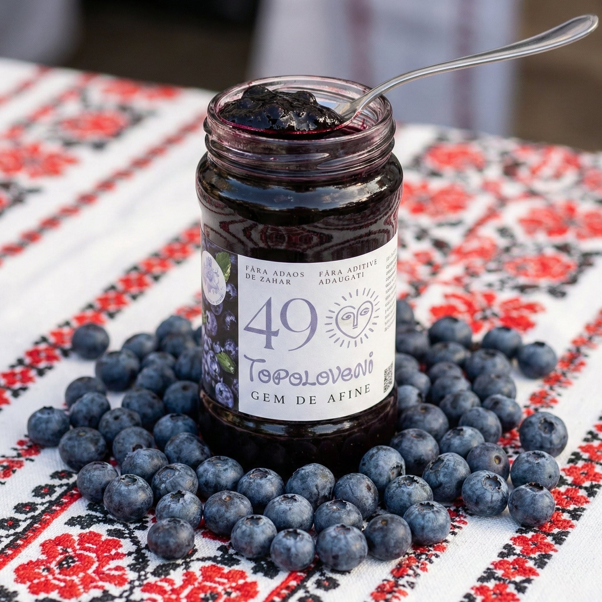 Topoloveni Old-Fashioned Blueberry Jam - No Added Sugar, 350g